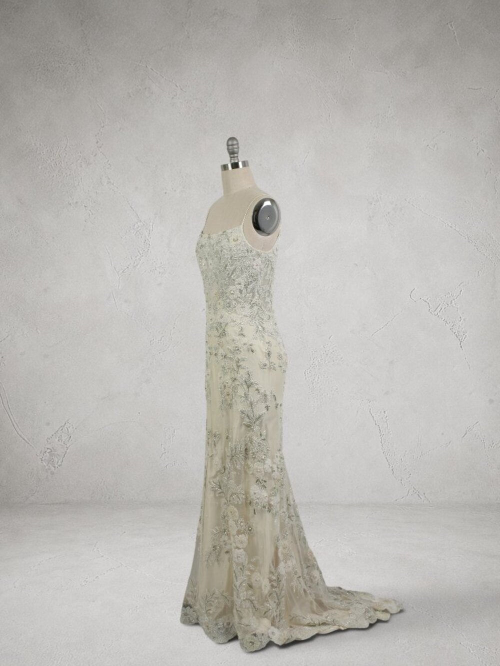 Celesté by Norma Lenain Couture Beaded Lace Wedding Gown "A" Line Masterpiece